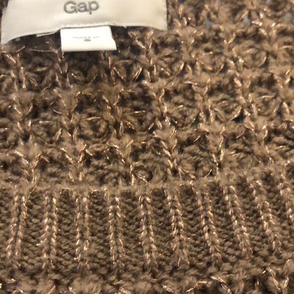 GAP light brown/coffee knit sweater w/ gold thread - Picture 3 of 4